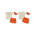 thumbnail image 2 of Raccmtaty Girls Summer 3PCS Shorts Sets Short Sleeve O Neck Floral Embroidery Tops and Shorts Headband Sets, 2 of 8