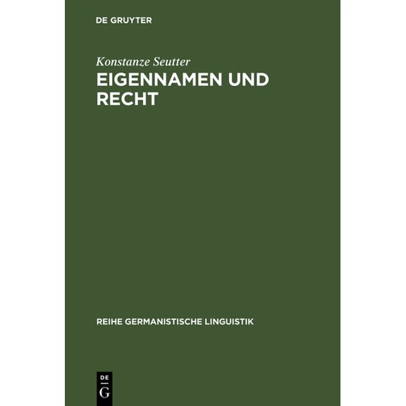 Reihe Germanistische Linguistik Eigennamen und Recht, Book 172, (Hardcover)