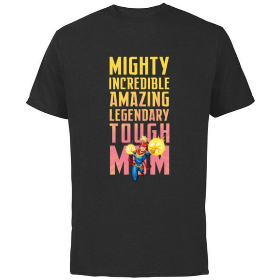 Marvel Captain Marvel Mighty Tough Mom Birthday Mother’s Day - Short Sleeve Cotton T-Shirt for Adults - Customized-Black