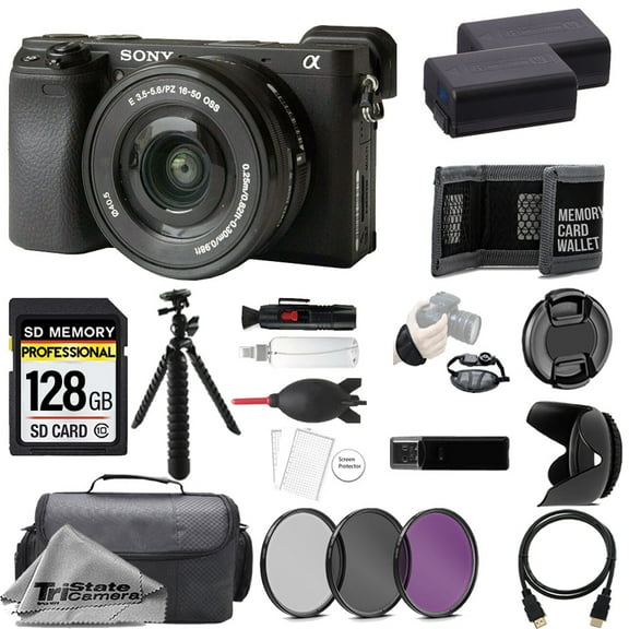 Sony Alpha a6400 Mirrorless Digital Camera with 16-50mm Lens   128GB   Extra Battery  3 PC Filter- Accessory Kit (International Version)