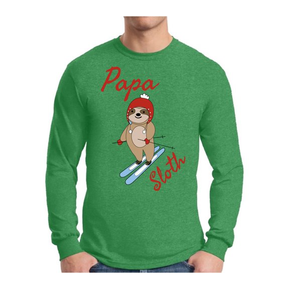 Awkward Styles Xmas Papa Sloth Christmas Sweater Long Sleeve T-shirt For Men