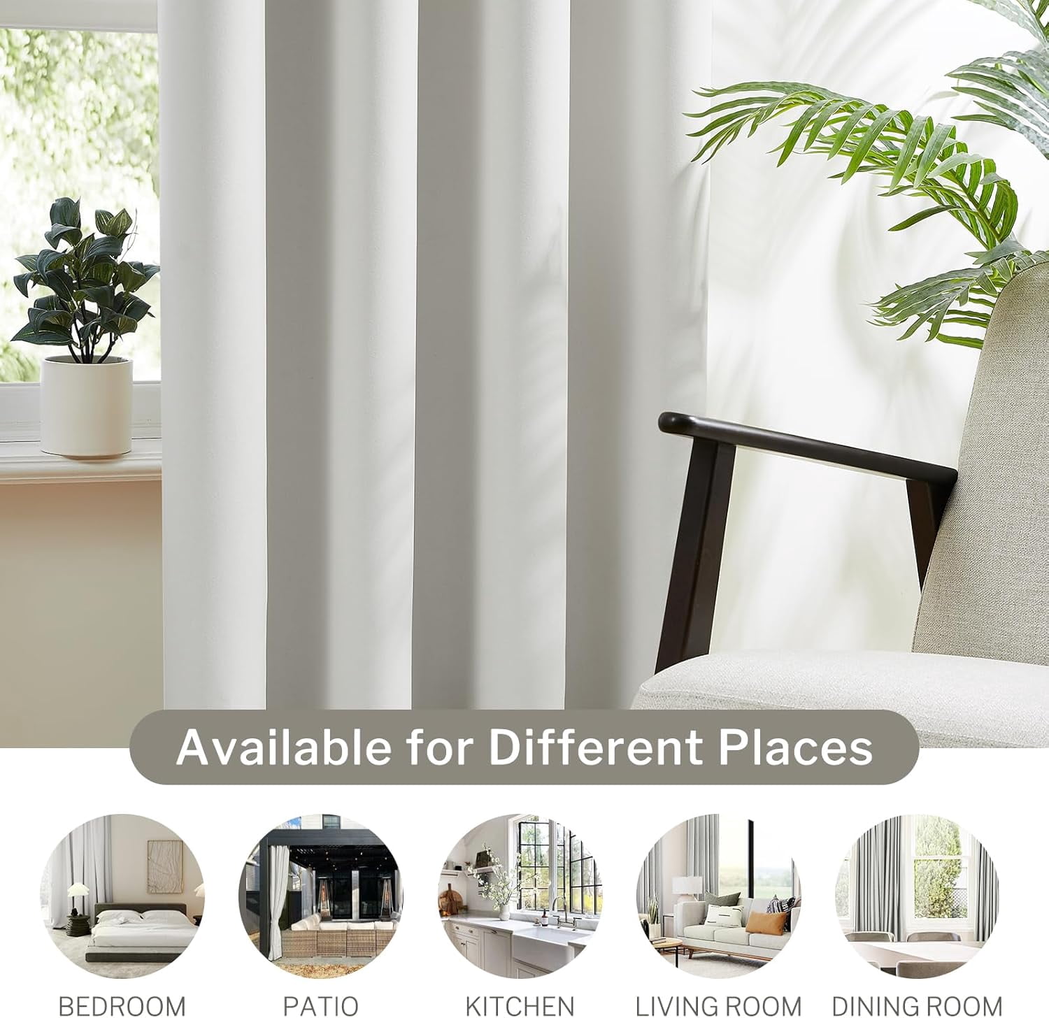 80% Blackout Curtains 63 Inch Length for Bedroom 2 Panels Set Cotton Bedroom Curtains Grommet Room Darkening Curtains for Living Room Thermal Insulated Window Drapes (Off White, 52 x 63 in)