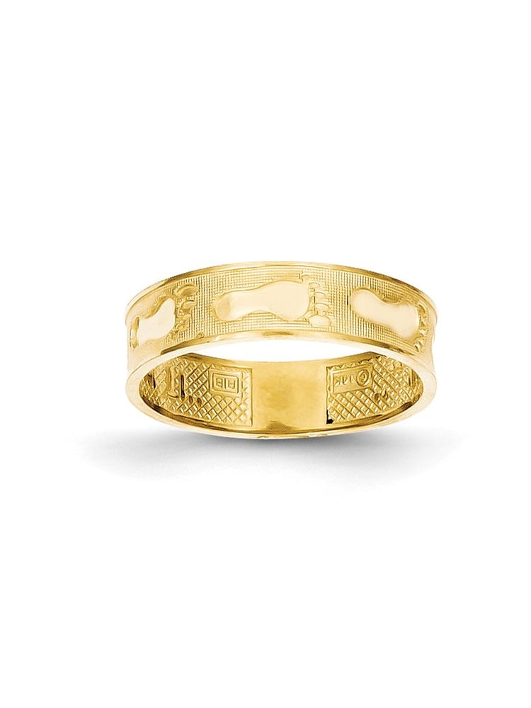 AA Jewels Solid 14k Yellow Gold Footprints In The Sand Ring (5mm