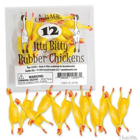 Archie McPhee Itty Bitty Rubber Chickens, 12 Count