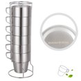 thumbnail image 4 of Juego de tazas de café apilables de 6 piezas con estante apilable, tazas de doble aislamiento de acero inoxidable 304 para café, té con leche, picnic para acampar al aire libre, 4 of 8