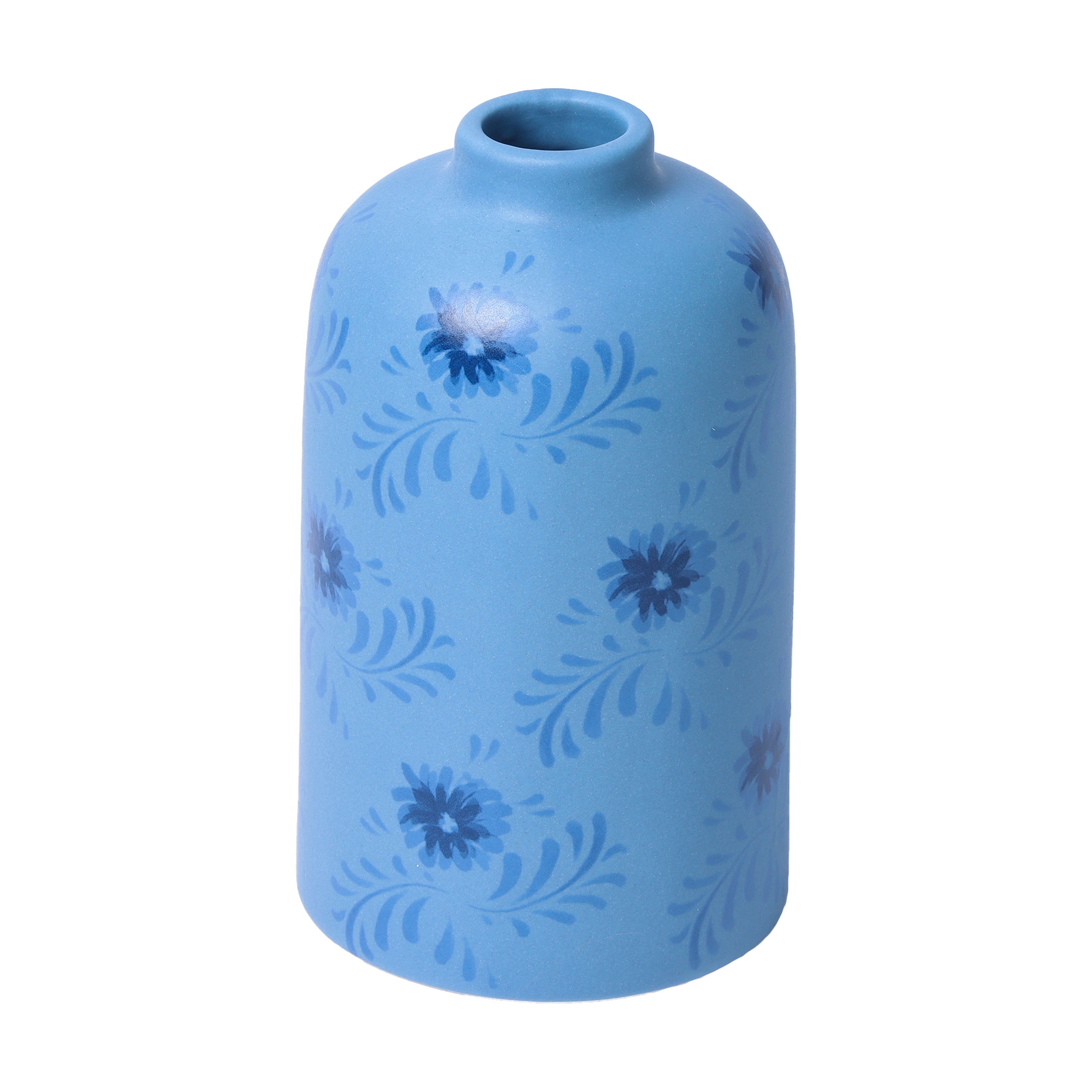 Mainstays By Becky G. & Alejandra Small 6.38" Blue Flower Decorative Ceramic Vase