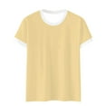 thumbnail image 4 of Yellow Women's Short Sleeve T-shirt, Women'S Spring Round Neck Color Blocked Loose Casual Short Sleeve T Shirt,Women's Short sleeve T-shirt L, 4 of 4