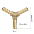 thumbnail image 2 of 6mm Brass Barb Hose Fitting Tee Y-Shaped 3 Way Connector Adapter 8pcs, 2 of 5