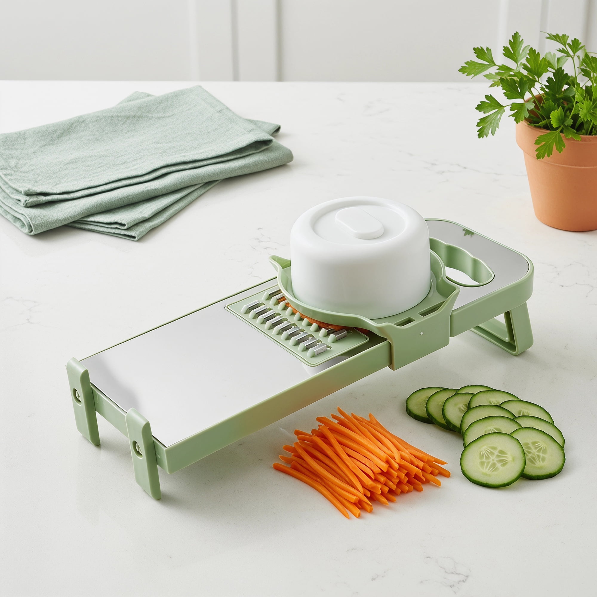 Unique Bargains Adjustable Mandoline Slicer with Chopping for Cooking 3 in 1(B) 11x4.3in