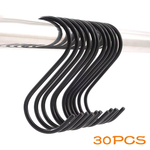 Black S Shaped Hooks Kitchen S Type Hooks For Hanging Pans Pots Bag Towels 30Pcs