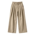thumbnail image 6 of Women Corduroy Wide Leg Pants High Waist Button Zipper Pleated Trousers Loose Casual Palazzo Pants with Pockets, 6 of 9