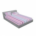 thumbnail image 3 of Abstract Bedding Set with Sheet & Covers, Vertical Striped Gradient Different Colored Lines Tile Bands Image, Printed Bedroom Decor 2 Shams, 4 Sizes, Baby Pink Sky Blue, by Ambesonne, 3 of 3