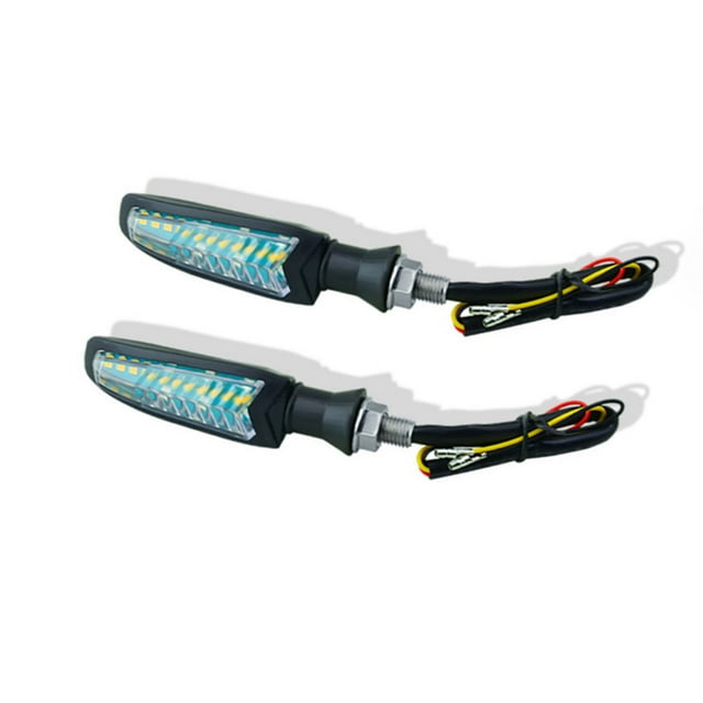 Motorcycle LED Turn Signal Lights Water Double Color FlowingBlinker Lamps Daytime Running Light Pack Of 2