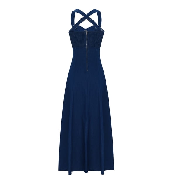 thick strap denim dress Dark Wash Denim Mini Dress - All Dresses