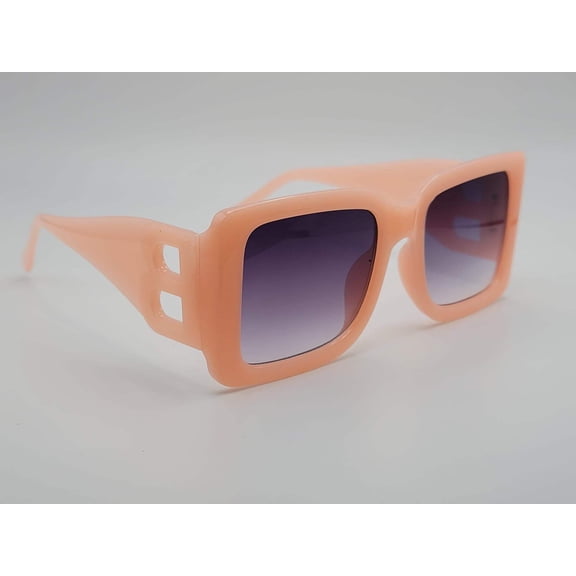 Fashion Big Rectangle Unisex Luxury Sunglasses Vintage Punk Peach Color