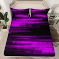 thumbnail image 2 of Homewish Geometric Line Pattern Twin Sheet Sets,Pixel Stripes Pattern Twin Fitted Sheet,Black Purple Flat Sheet For Teens,Luxury Bedroom Decor,3-Piece, 2 of 7