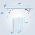 thumbnail image 3 of EastVita 6 Foot Folding Portable Table,Plastic Foldable Table with Carry Handle for Dining,Picnic,Camping,Party,White, 3 of 6