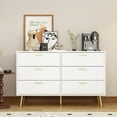 thumbnail image 1 of MONSLIPA Commode à 6 Tiroirs Larges et Accents Métalliques, Coffre de Rangement Moderne Blanc pour Couloir, Entrée Ou Chambre, 1 of 5