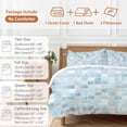 thumbnail image 6 of Queen 4 Piece Bedding Set Light Blue Gray Color Block Soft Breathable Duvet Cover and Pillowcase, Summer Ocean Watercolor Square Duvet Cover Set Bed Sheets for Bedroom Dormitory Guest Room, 6 of 9