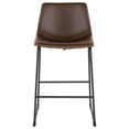 thumbnail image 3 of Heavenly Collection Counter Height Stool Set of 2, Brown Upholstered Seat with Black Metal Base, Modern Kitchen Counter Seating, 3 of 9