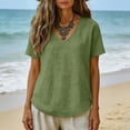 thumbnail image 5 of Women's Linen Short Sleeve Top Casual Loose Fit Blouse, 5 of 6