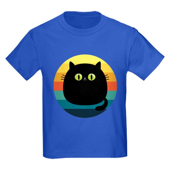 CafePress - Black Cat Retro Sunset T Shirt - Dark T-Shirt Kids XS-XL