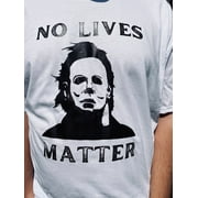 Adult Unisex Small to 3X No Lives Matter Michael Myers White T-Shirt
