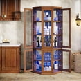 thumbnail image 7 of Tribesigns Corner Bar Cabinet, 4-Tier Modern Wine Cabinet with Doors, LED Lights, and Anti-Tip Design, Ideal for Dining Room, Living Room, or Kitchen - Brown, 7 of 7