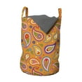 thumbnail image 1 of Ethnic Laundry Bag, Bohemian Ornamental Paisley Design with Floral Tiny Motifs Built-in Droplet Shapes, Basket with Handles Drawstring Closure for Laundromats, 13" x 19", Multicolor, by Ambesonne, 1 of 4