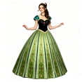 thumbnail image 2 of Adult Princess Anna Green Gown Cosplay Costume Off Shoulder Formal Party Dress, 2 of 6