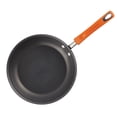 thumbnail image 5 of Rachael Ray Brights Juego de utensilios de cocina antiadherentes de aluminio anodizado duro con tapas de vidrio, juego de ollas y sartenes de 10 piezas, gris con asas naranjas, 5 of 5