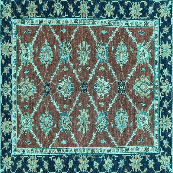 Ahgly Company Indoor Square Abstract Light Blue Modern Area Rugs, 4' Square