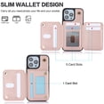 thumbnail image 5 of Decase Crossbody Wallet Case with Credit Card Holder Stand for iPhone 14, RFID Blocking Design,with Wrist Strap Rugged Shockproof PU Leather Case Cover, rosegold, 5 of 8