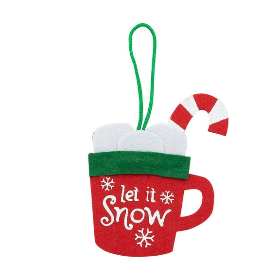 3 3/4" x 4 3/4" Let it Snow Hot Cocoa Mug Felt Christmas Ornaments - 12 Pieces
