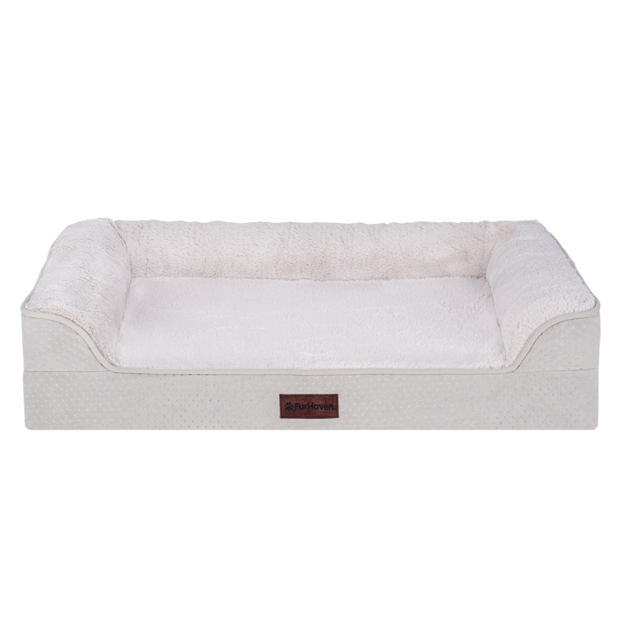 FurHaven Plush & Embossed Velvet Dreamer Orthopedic Sofa Pet Bed for Dogs and Cats - Clay, Medium