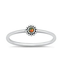 CHOOSE YOUR COLOR Mystic Simulated Opal Bali Ring .925 Sterling Silver Band Black CZ Female Size 7