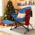 thumbnail image 5 of Ainfox Portable Hammock Camping Chairs with Footrest, Cup Holder, Headrest Cushion Pillow, Rocking, Fodable, Muted Blue(Set of 2), 5 of 8