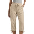 thumbnail image 2 of Nestiefly Cotton Linen Capri Pants for Women Petite Summer Pedal Capris 2026 Elastic High Waist Wide Leg Crop Trouser with Pockets Khaki 3XL, 2 of 7