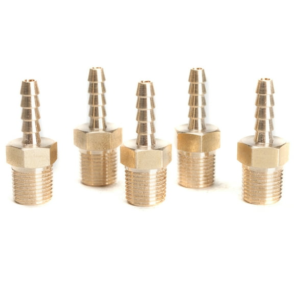 LTWFITTING Brass Barbed Fitting Coupler/Connector 1/8-Inch Hose Barb x 1/8-Inch Male NPT (Pack of 5)