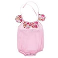 thumbnail image 4 of Conjunto de 3 piezas de ropa floral para niñas pequeñas, mono, pantalones cortos y diadema. Rosado, 4 of 9