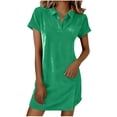 thumbnail image 3 of TaTaai Women's Spring Summer Casual Dress Short Sleeve Round Neck Solid Color Loose Fit Knee Length Shift Dress Soft Breathable Gift, 3 of 7