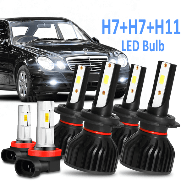 For Mercedes-Benz E350 2008-2011 2012 Combo H7 H7 H11 LED Headlight Fog Light Bulbs 6pcs