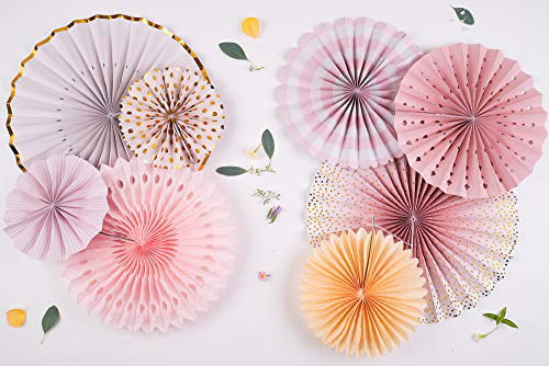 8pcs Origami Wall Decoration Set Colorful Round Paper Fans Party Decoration for Birthday Wedding Baby Shower Party Backdrop Decor Multicolour A