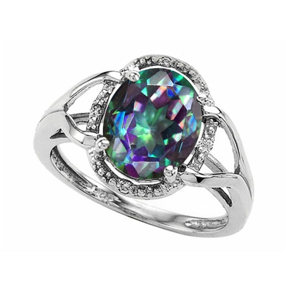 Tommaso Design� Oval 10x8mm Mystic Rainbow Topaz Ring