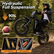 Bluvall Electric Dirt Bike for Adults, Peak 1800W Motor 35MPH, 52V/25AH Battery, 20x4 Fat Tire Ebike, E Mountain Bicycle, Full Suspension UL2849