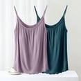 thumbnail image 1 of Puntoco Camisetas sin mangas ajustadas para mujer, moda de verano para mujer, color sólido, con relleno en el pecho y tirantes, top de cuello redondo, 1 of 4