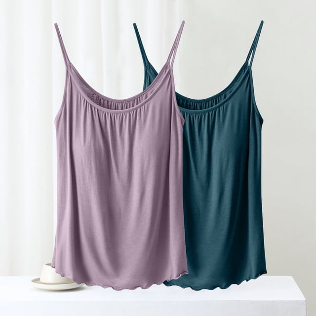 Puntoco Camisetas sin mangas ajustadas para mujer, moda de verano para mujer, color sólido, con relleno en el pecho y tirantes, top de cuello redondo