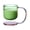 Green with powder, variant on Zecic Clear Glass Cup with Base and Handle Floating Design Heat Resistant Ergonomic Coffee Mug Drinking Cup Household Use
