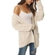 thumbnail image 4 of Suéter cárdigan de manga larga de punto trenzado abierto para mujer Inspire Chic de otoño e invierno con bolsillos L beige, 4 of 6