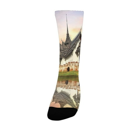 

Home Decor House Formed Old Majestic Temple over the Lake Designed for Praying Religion Reflection P Women s Custom Socks (Made In USA)